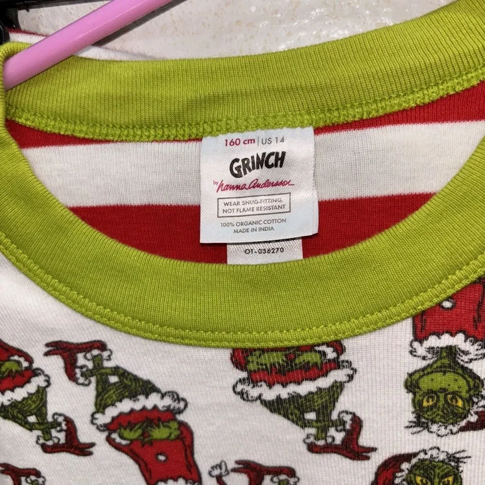 Hanna Andersson Dr. Seuss Grinch Pajamas Set Organic Cotton Unisex 14 Child